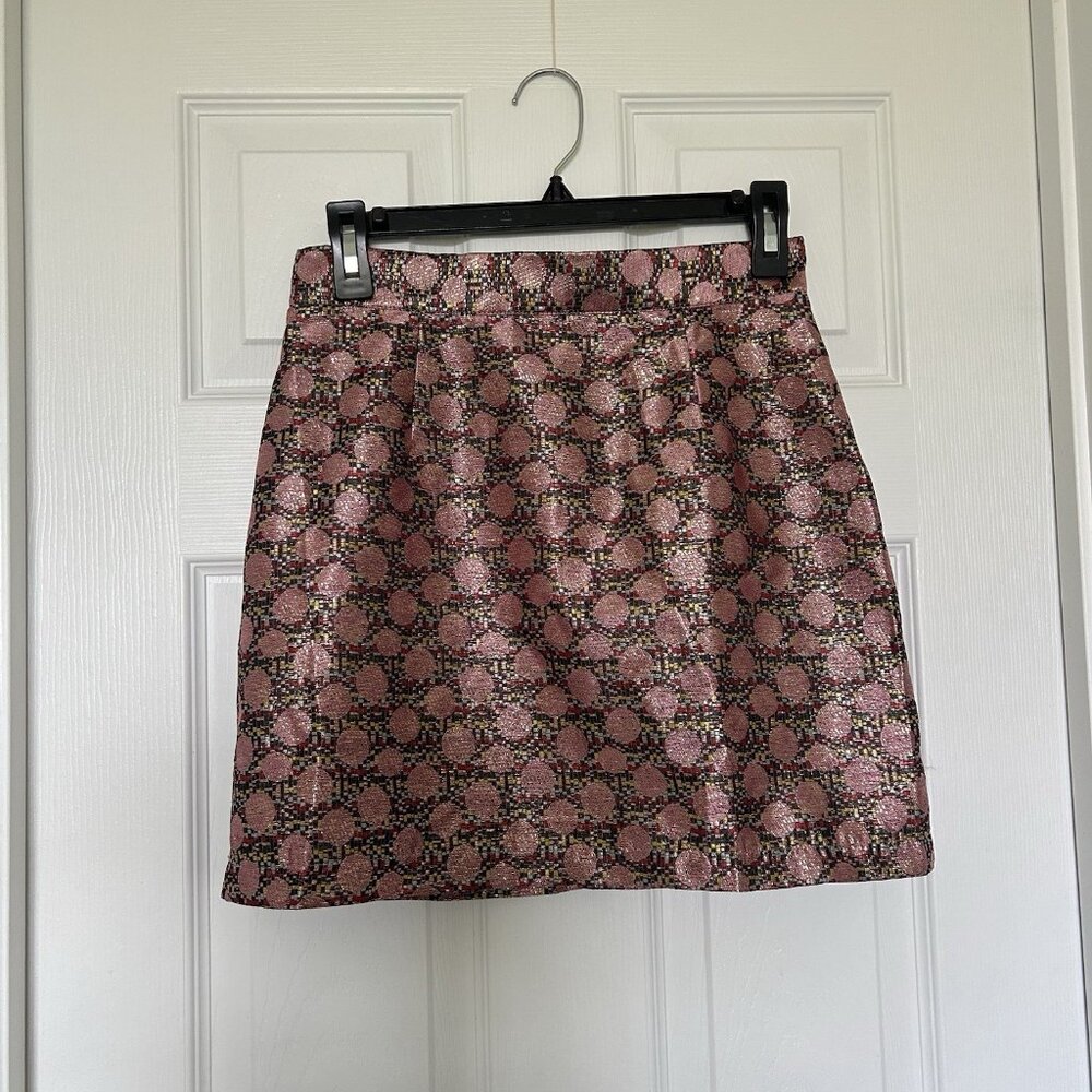 Modcloth Retro Glad You Came Jacquard Sparkling Lurex Mini Skirt Size 4
